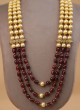 Golden And Wine Pearl Layered Mala For Men